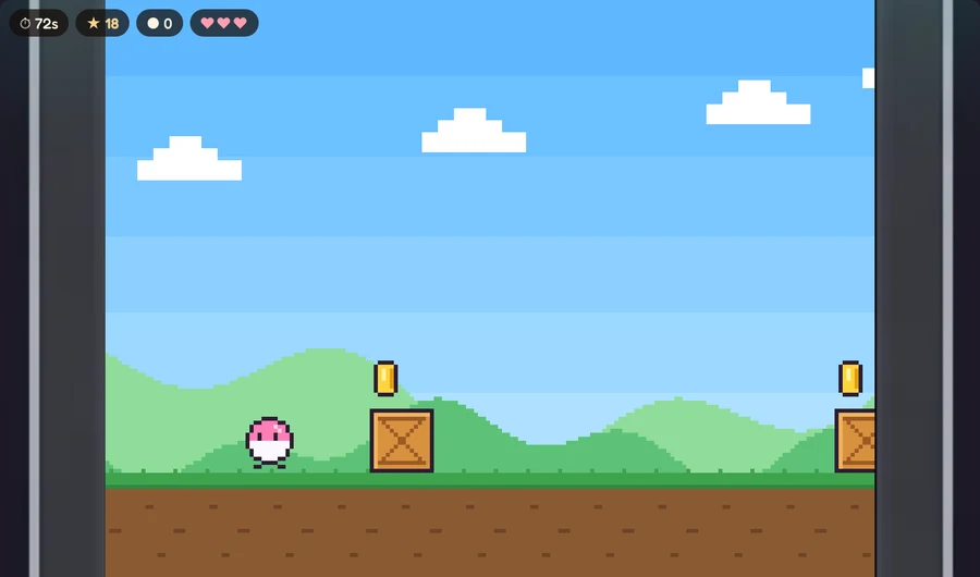 Pixel Dash minigame being played