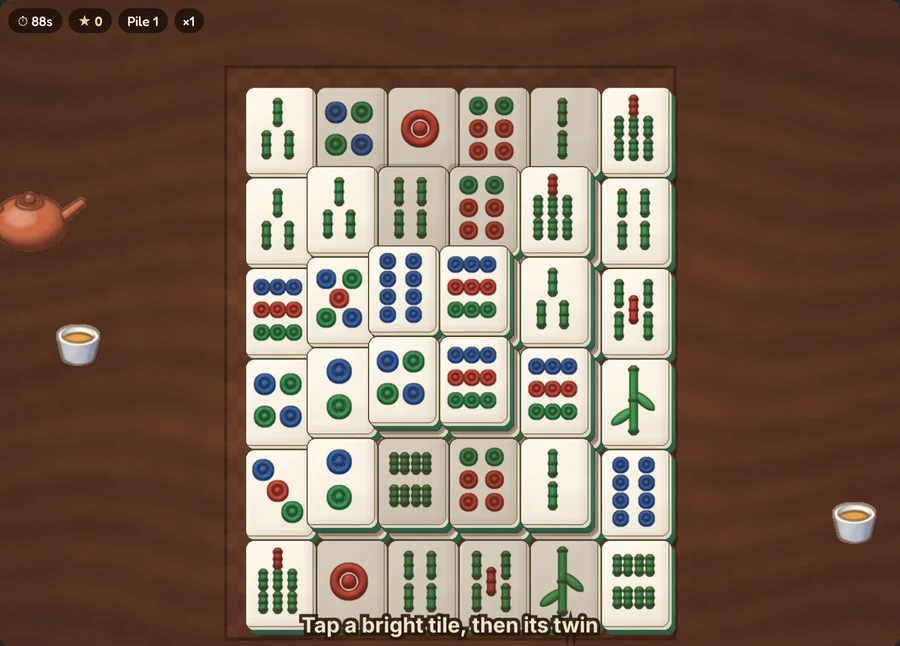 Mahjong Tiles minigame being played