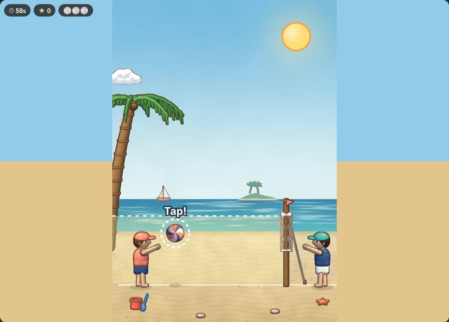 Volleyball Keep-Up minigame being played